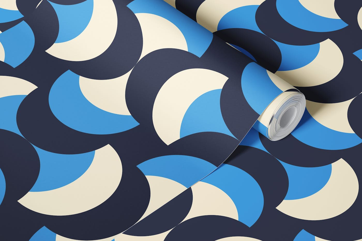 Navy blue retro abstraction / 3007 E wallpaper roll