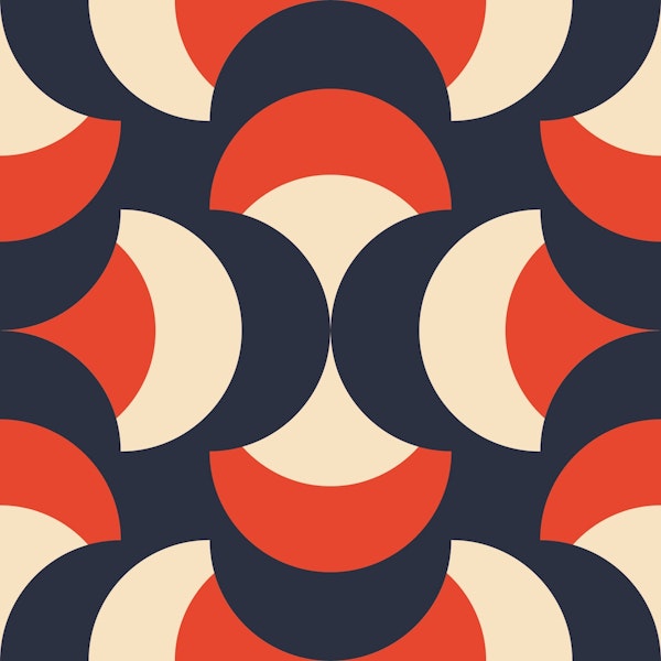 Navy orange retro abstraction / 3007 F
