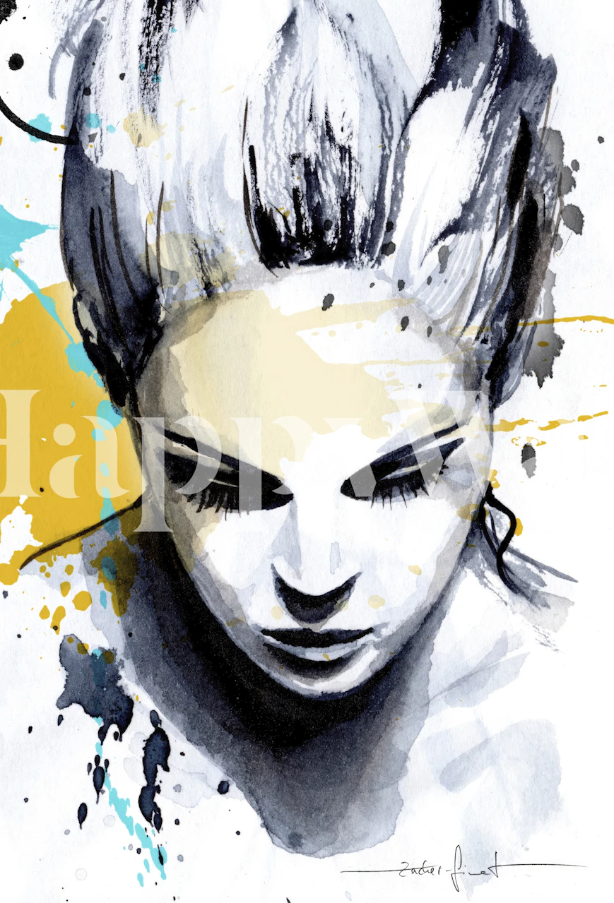 Lost in thought female portrait tapet i et rum