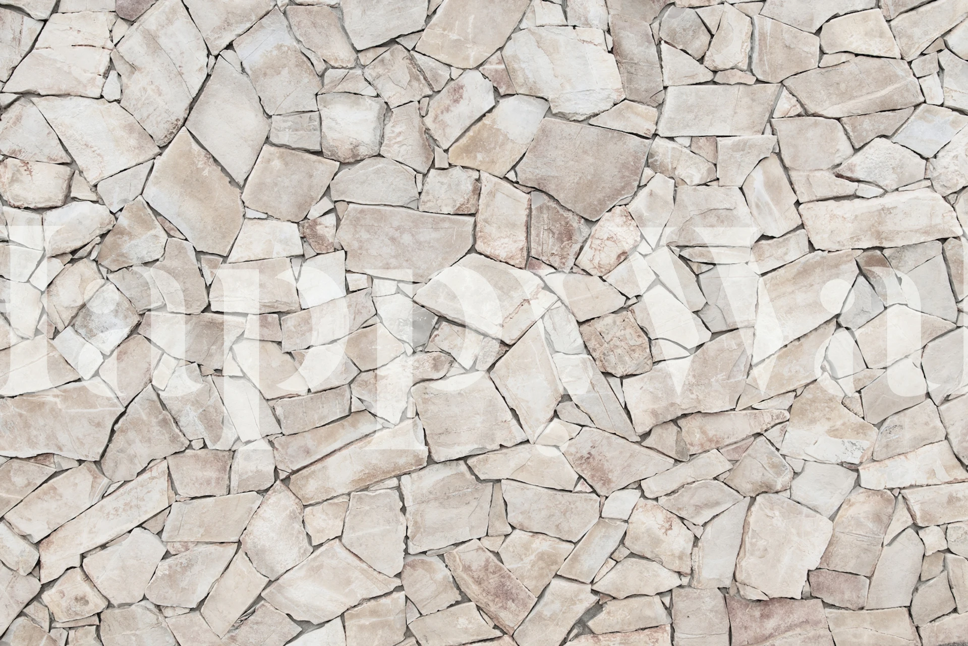 Rustic stone wall texture in beige and gray tones wallpaper