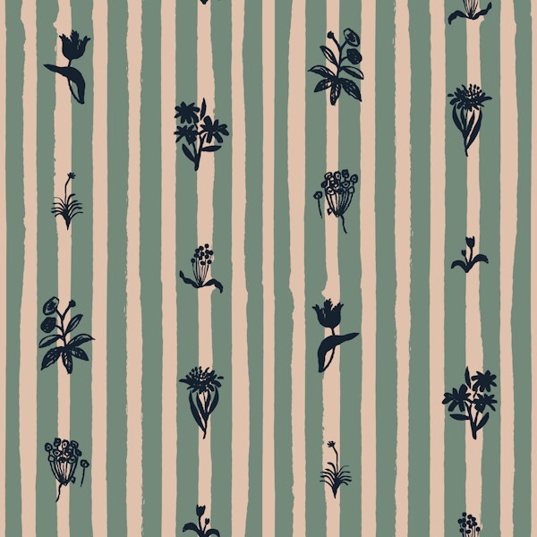 Stripes floral sage green
