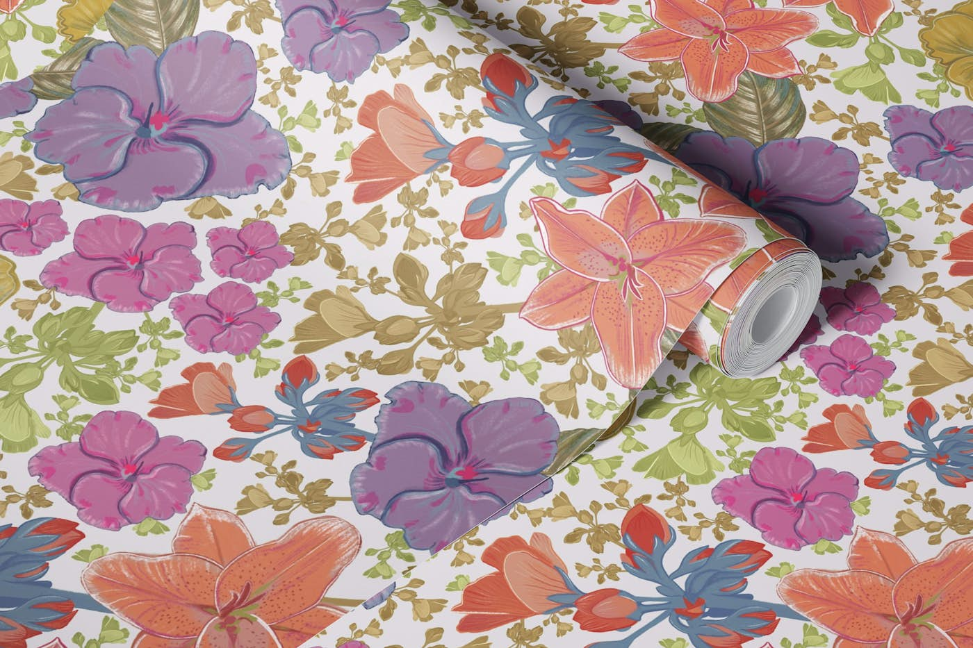 Sweet violet pattern wallpaper roll