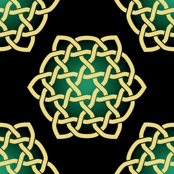 Gold and Green Celtic Knot Pattern