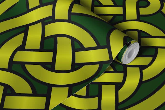 Gold and Green Celtic Knot Pattern 2wallpaper roll