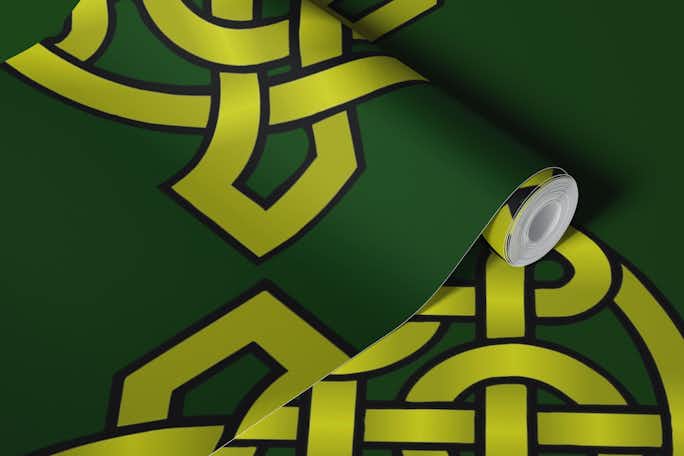 Gold and Green Celtic Knot Pattern 3wallpaper roll
