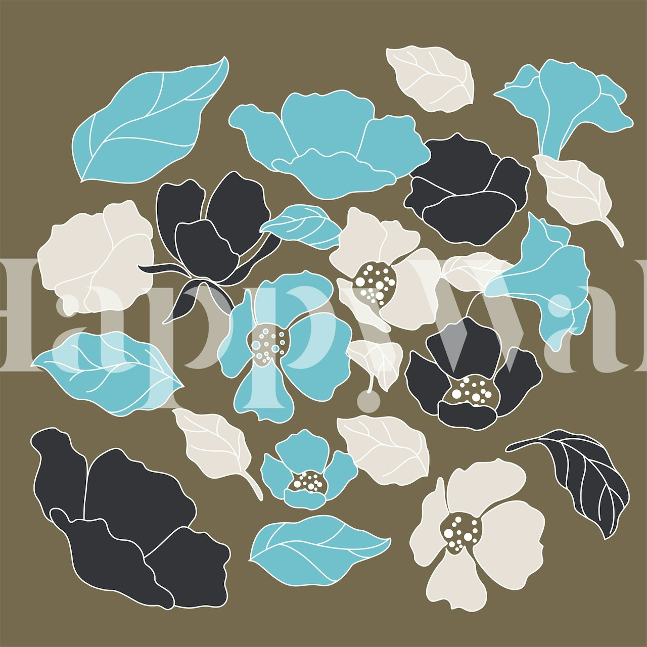 Μωσαϊκό λουλουδιών Poppy σε earth-toned με ηρεμιστικούς μπλε τόνους