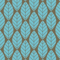 Mocha Brown Aqua Leaves tapet