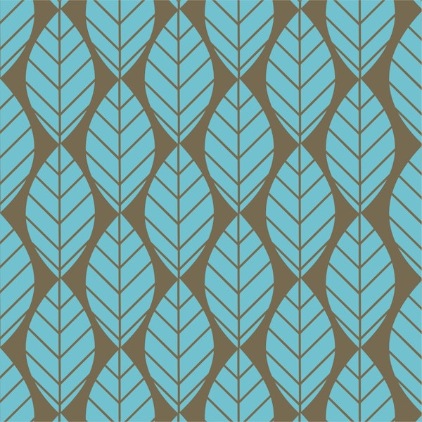 Mocha Brown Aqua Leaves