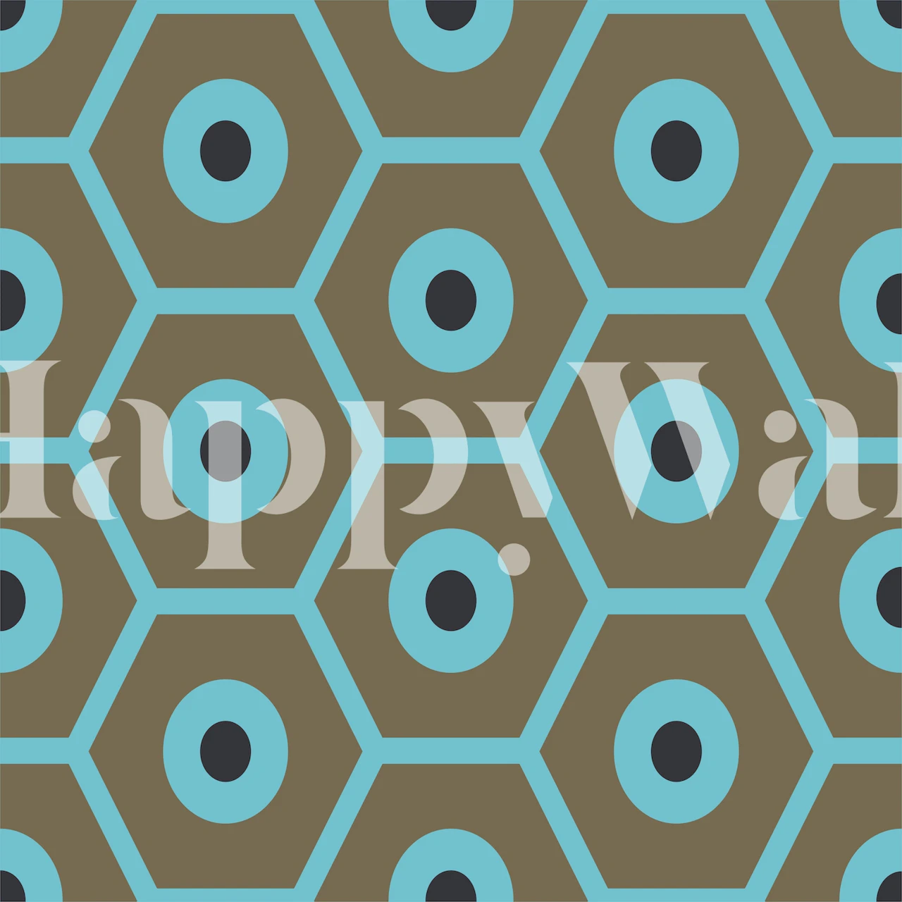Geometric hexagonal wallpaper in turquoise and mocha colors