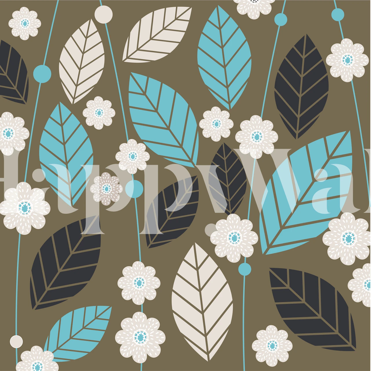 Earth tones Leaves Garden wallpaper in a room