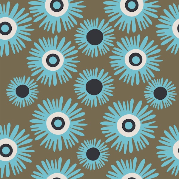 Jumbo Aqua Blue Flower Pattern