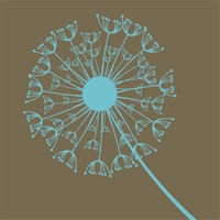 Coffee brown cyan dandelion jumbo flower tapete