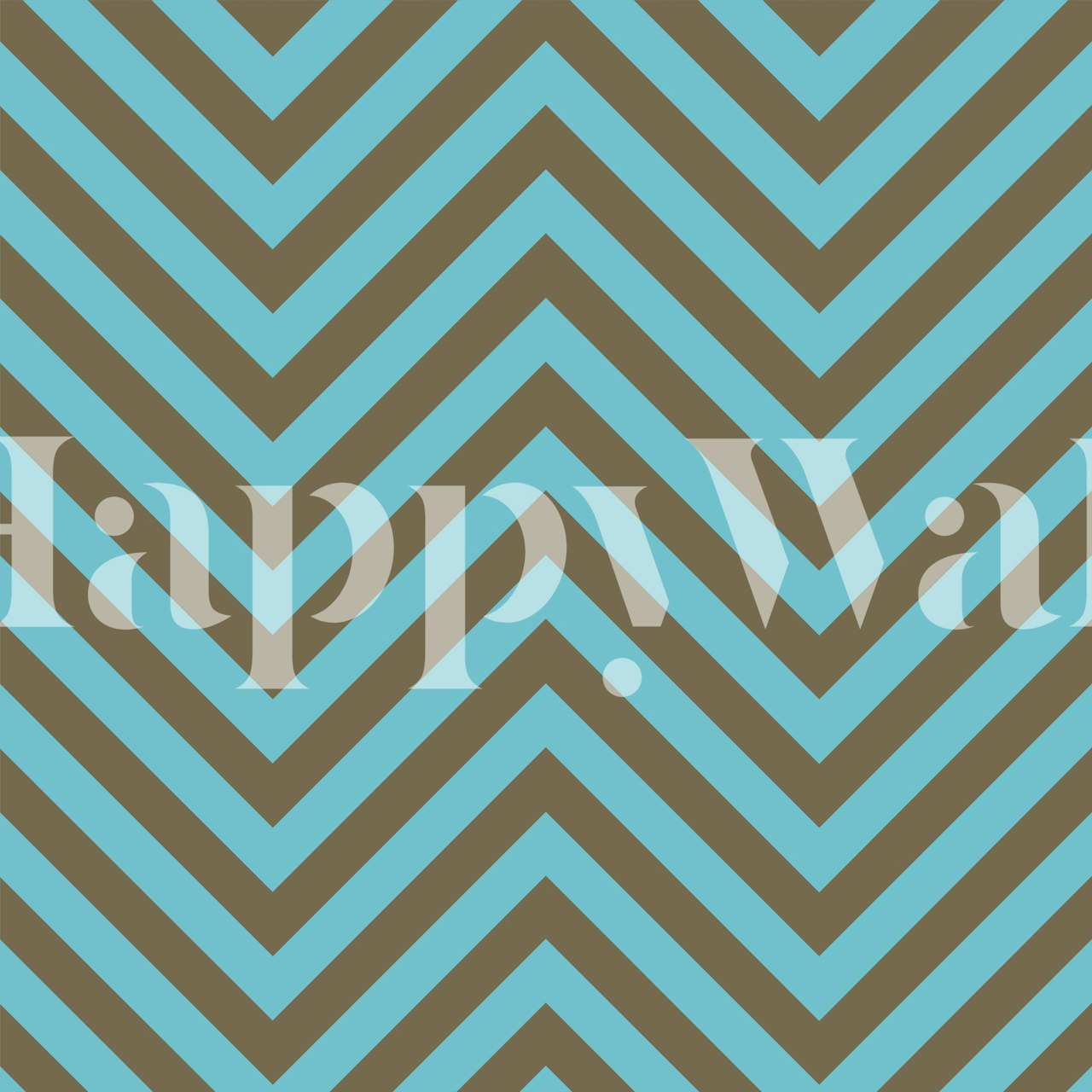 Chevron pattern wallpaper in teal blue e beige brown