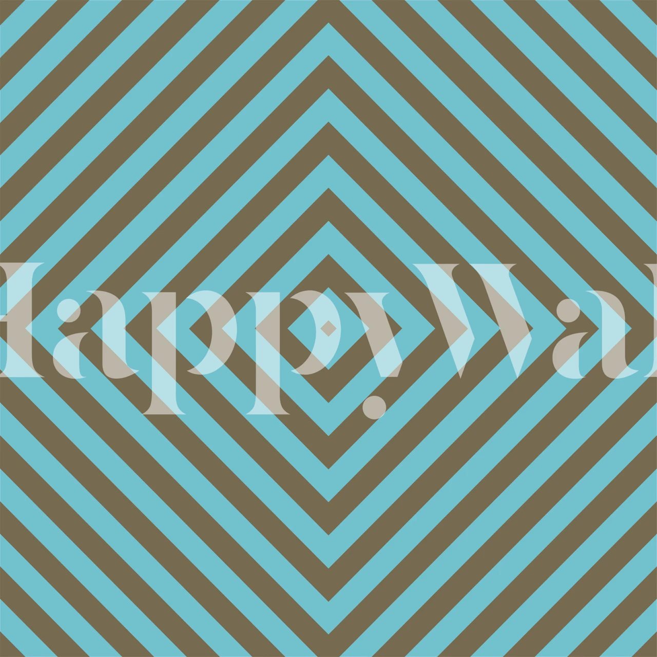 Square Illusion Geometric Stripes wall mural with teal and brown hues