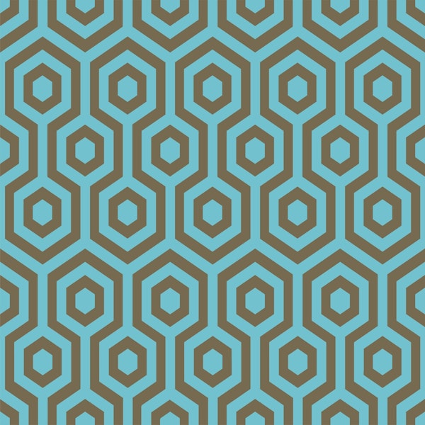 Turquoise Taupe Hexagon Pattern