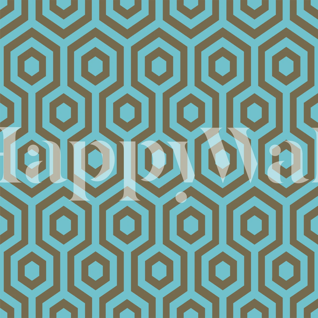 Papier peint mural sticker hexagonal turquoise et taupe