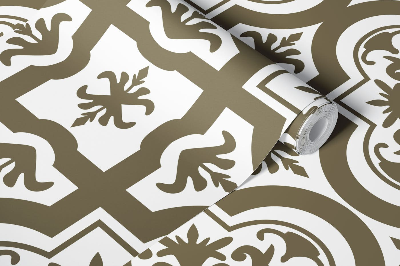 Taupe Brown Moroccan Tile wallpaper roll