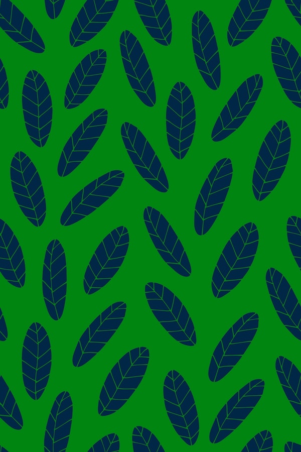 MOD LEAF Retro Scattered Leaves Navy Green