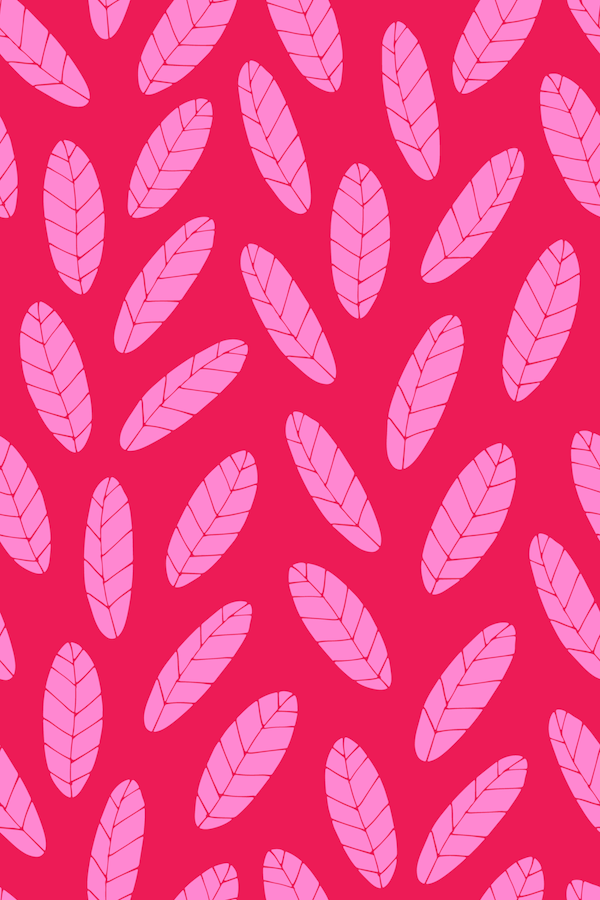 MOD LEAF Retro Scattered Leaves Pink Fuchsia