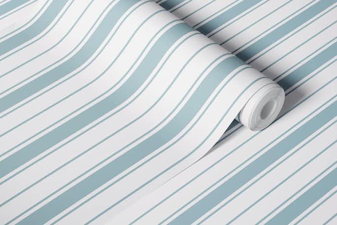 Coastal Stripes - Blue on Whitewallpaper roll