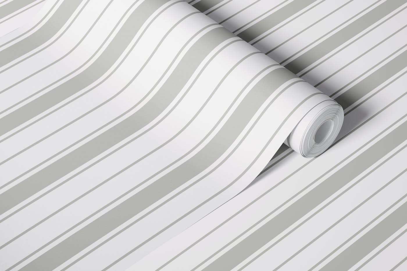 Coastal Stripes - Gray on White wallpaper roll