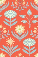 TAMI Mid-Century Scandi Retro Floral Orange ταπετσαρία