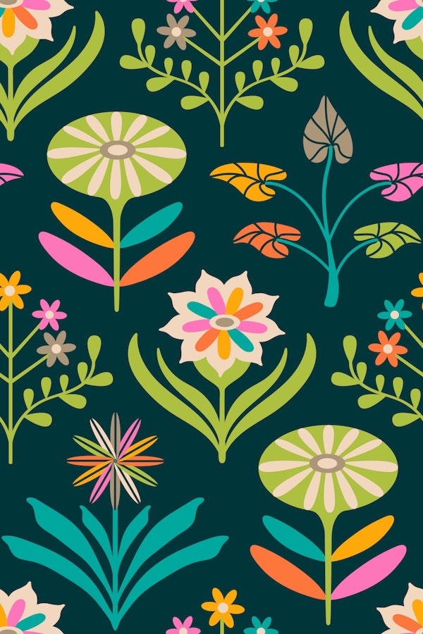 TAMI Mid-Century Scandi Retro Floral Bright