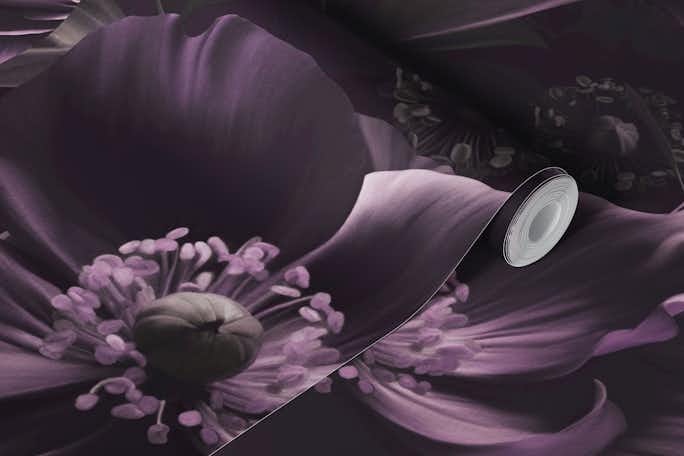 Opulent Baroque Flowers Moody Deep Purplewallpaper roll