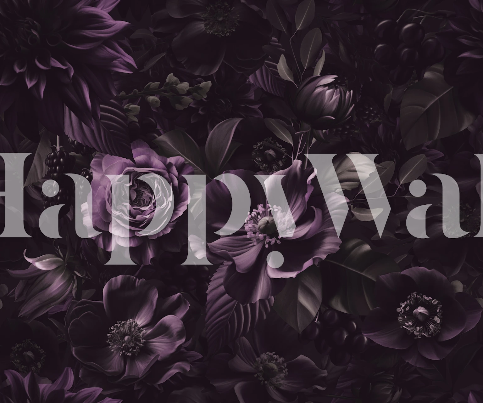 Diep paarse bloemen op een donker achtergrond wallpaper