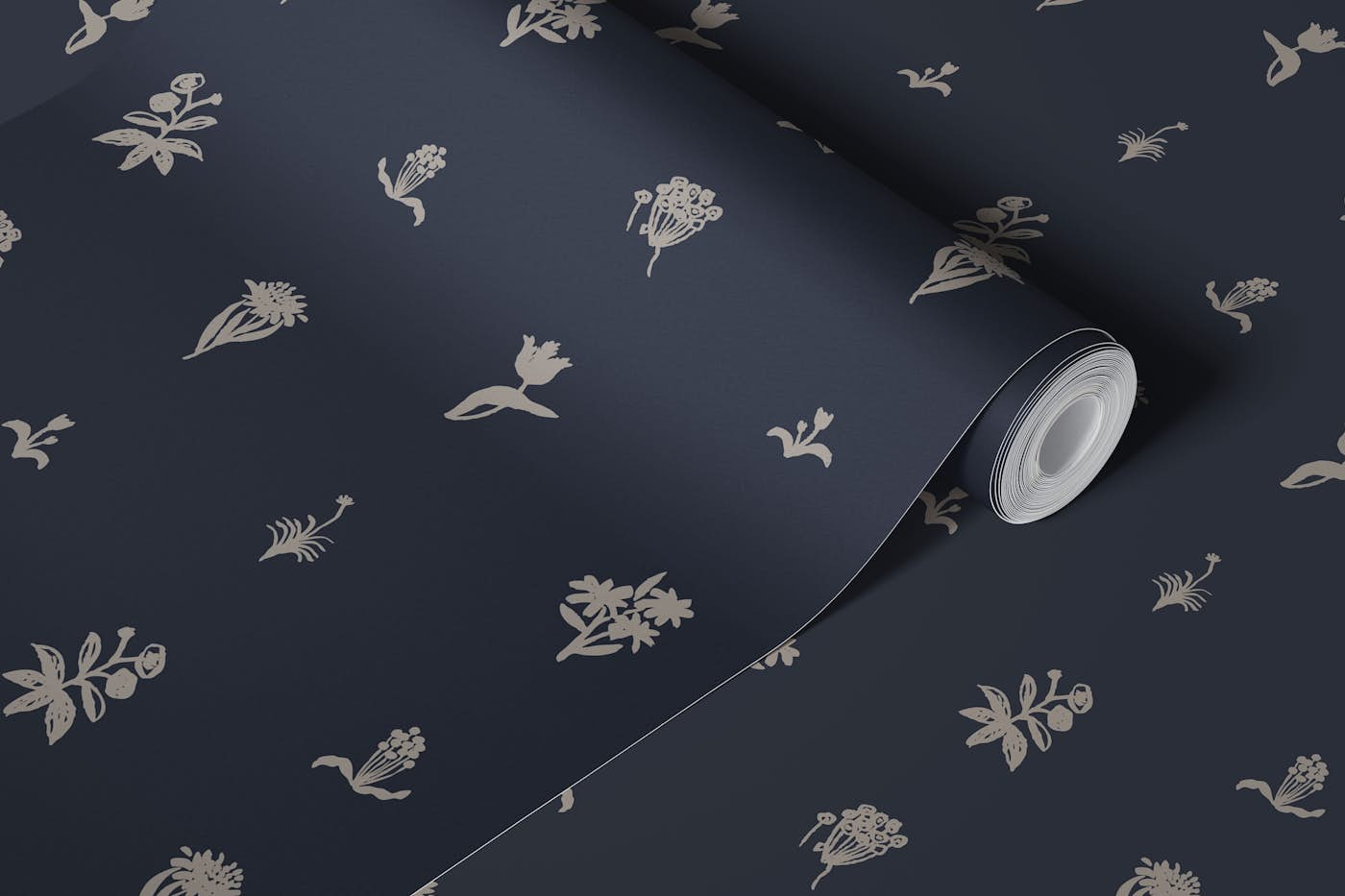 Sparse floral dark wallpaper roll