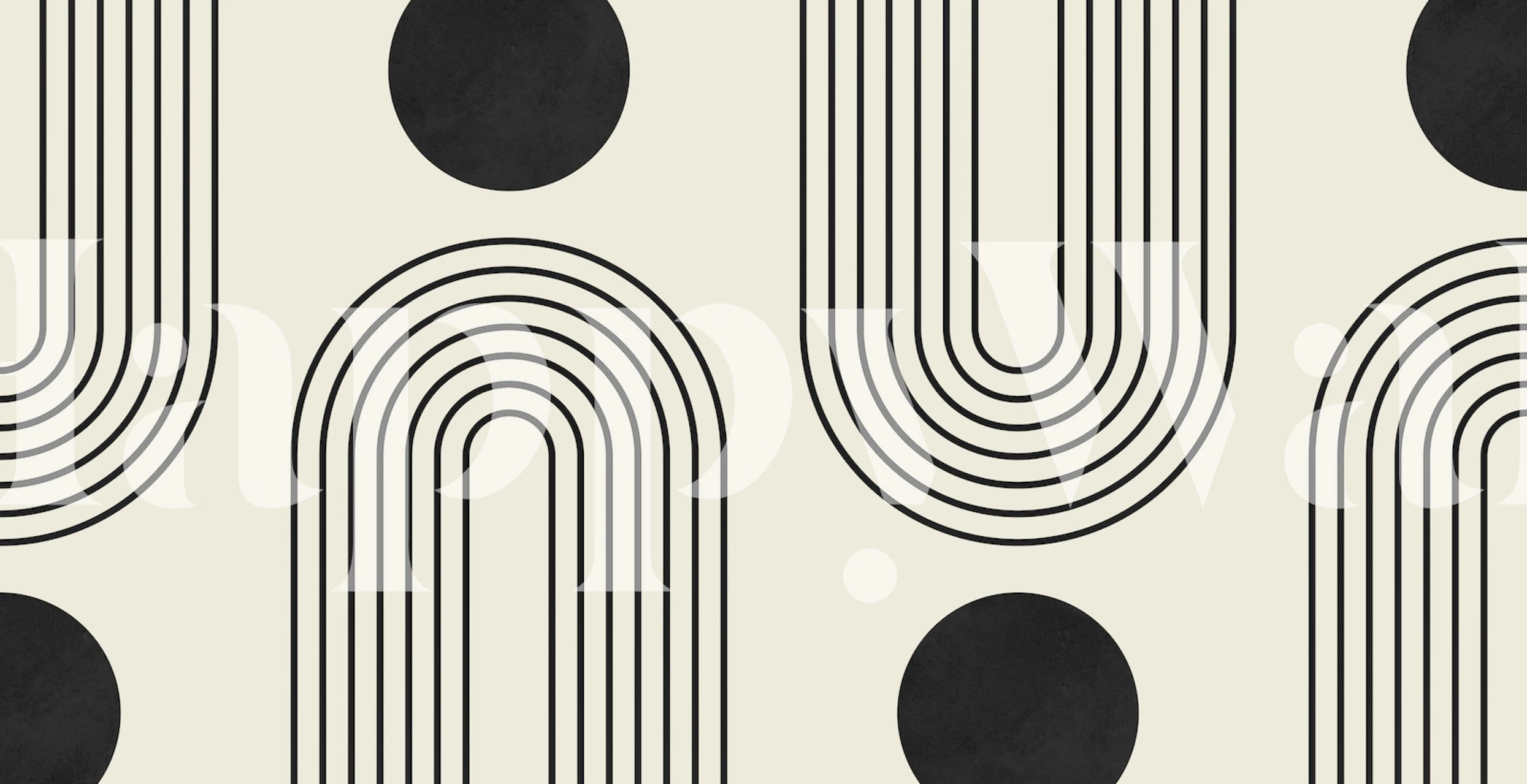Carta da parati astratta con linee e cerchi in una tavolozza monocromatica