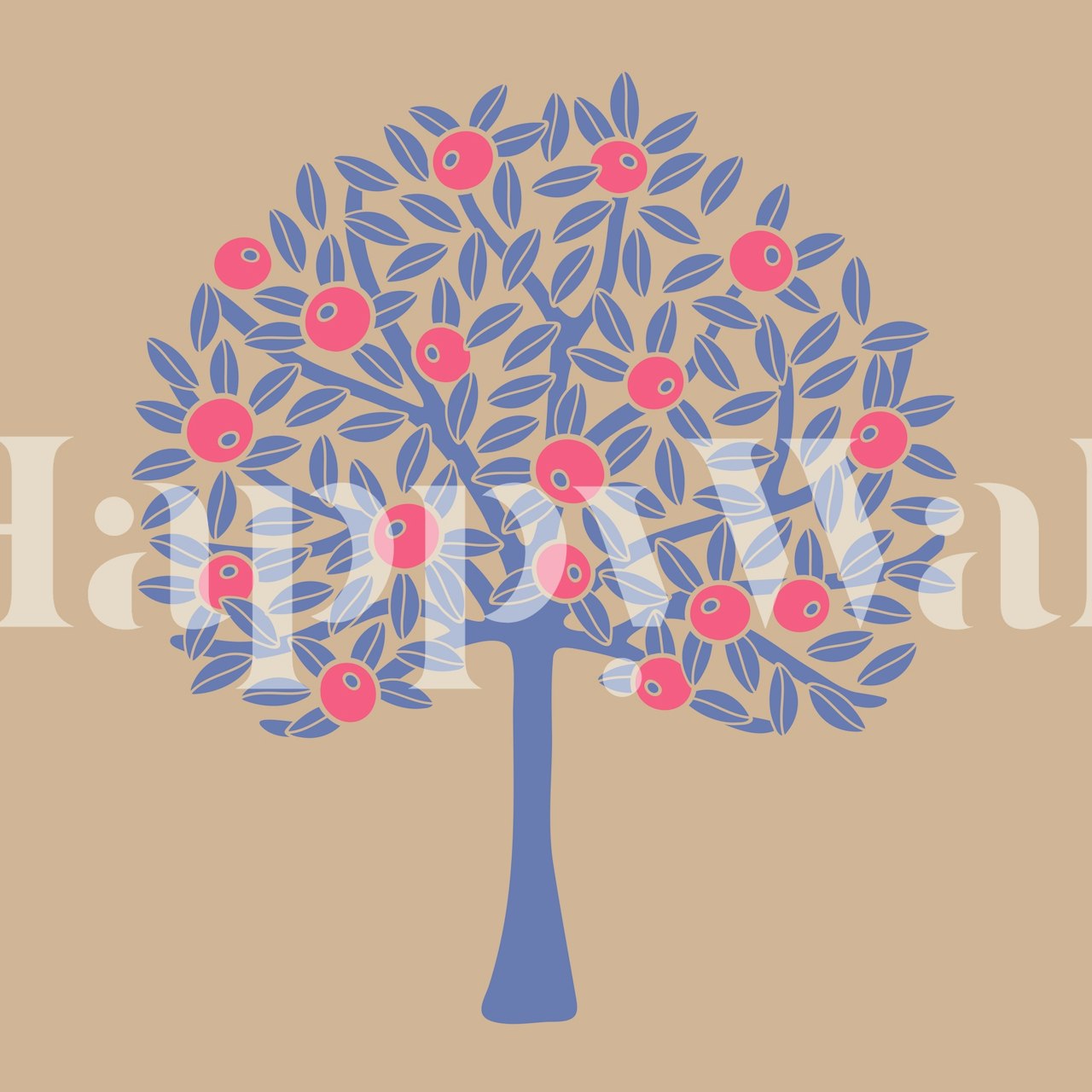 Carta da parati albero da frutto lavanda viola in una stanza