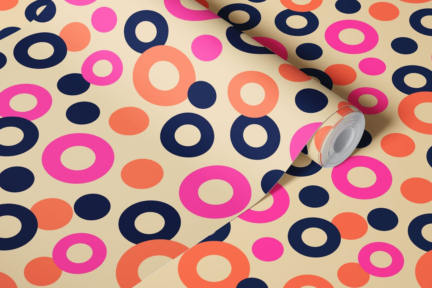 DROPS Polka Dots Rings Geometric - Cream wallpaper roll