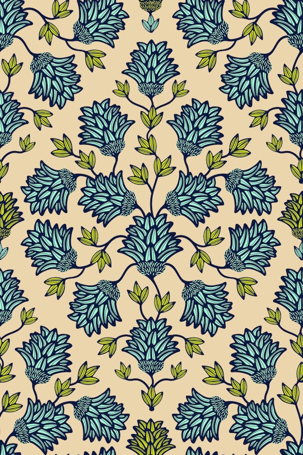 THISTLEDOWN Floral Botanical Damask - Mint