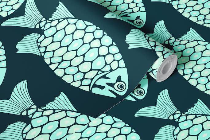 PINECONE FISH Tropcial Sea Creature - Aquawallpaper roll