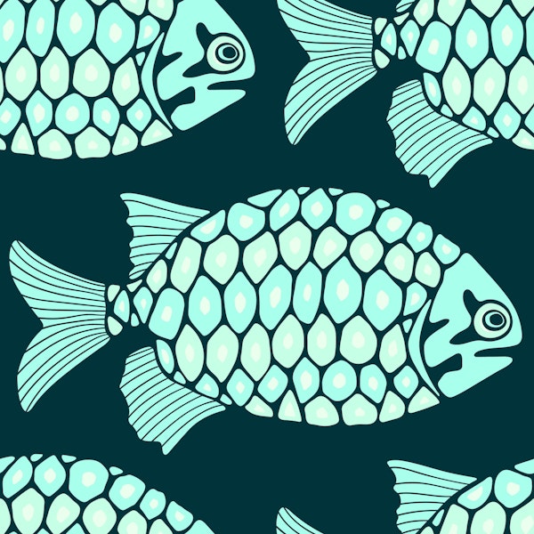 Pinecone Fish Coast Tropical Beach Aqua Large