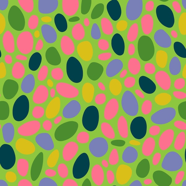 PEBBLY BOTTOM Abstract Retro Pebbles - Lime