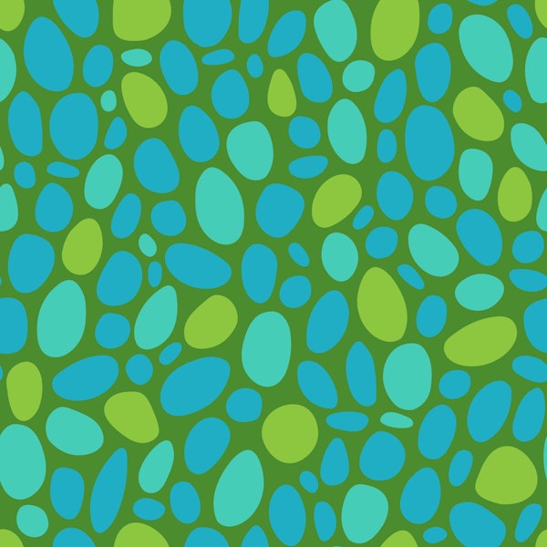 PEBBLY BOTTOM Abstract Retro Pebbles - Green