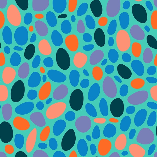 PEBBLY BOTTOM Abstract Retro Pebbles - Aqua
