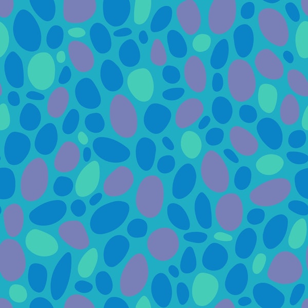 PEBBLY BOTTOM Abstract Retro Pebbles - Blue