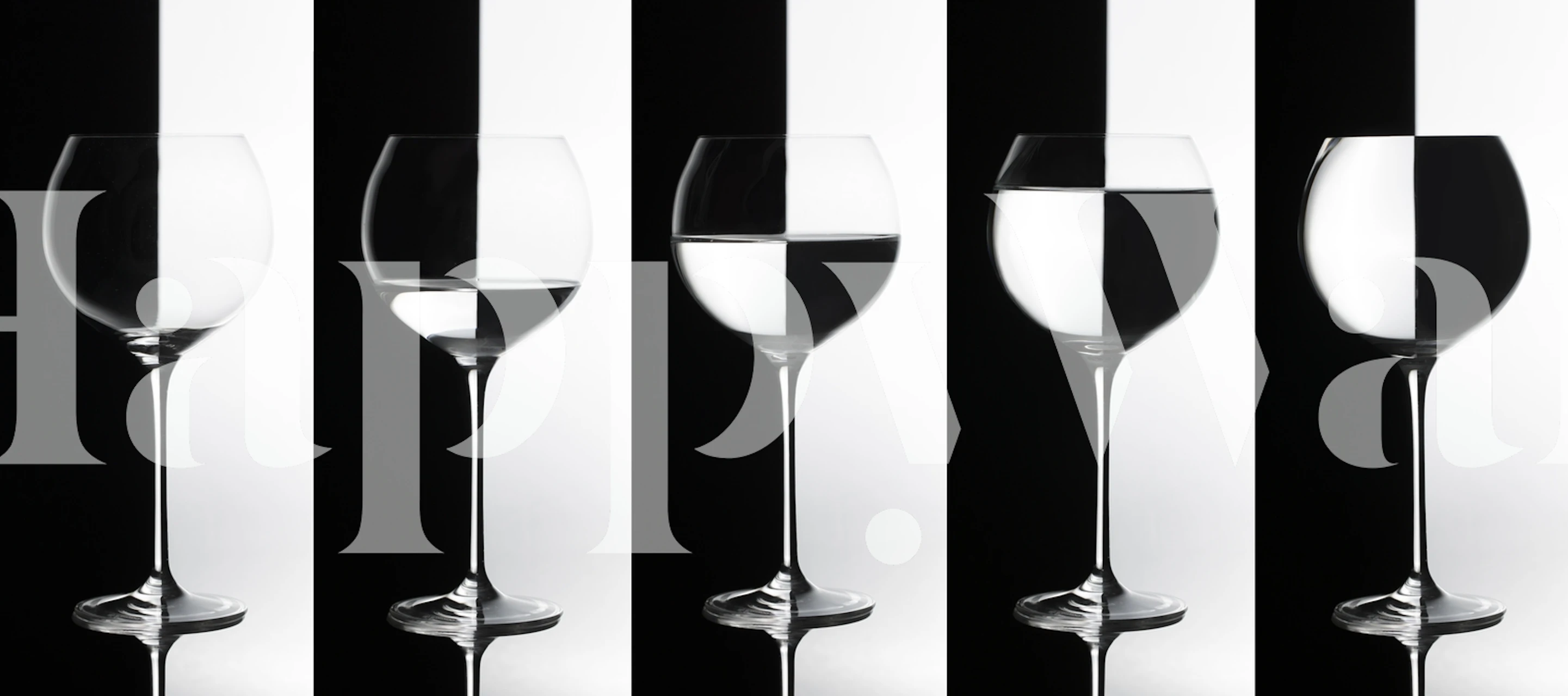 Abstract black and white wallpaper featuring glasses on contrasting backgrounds.