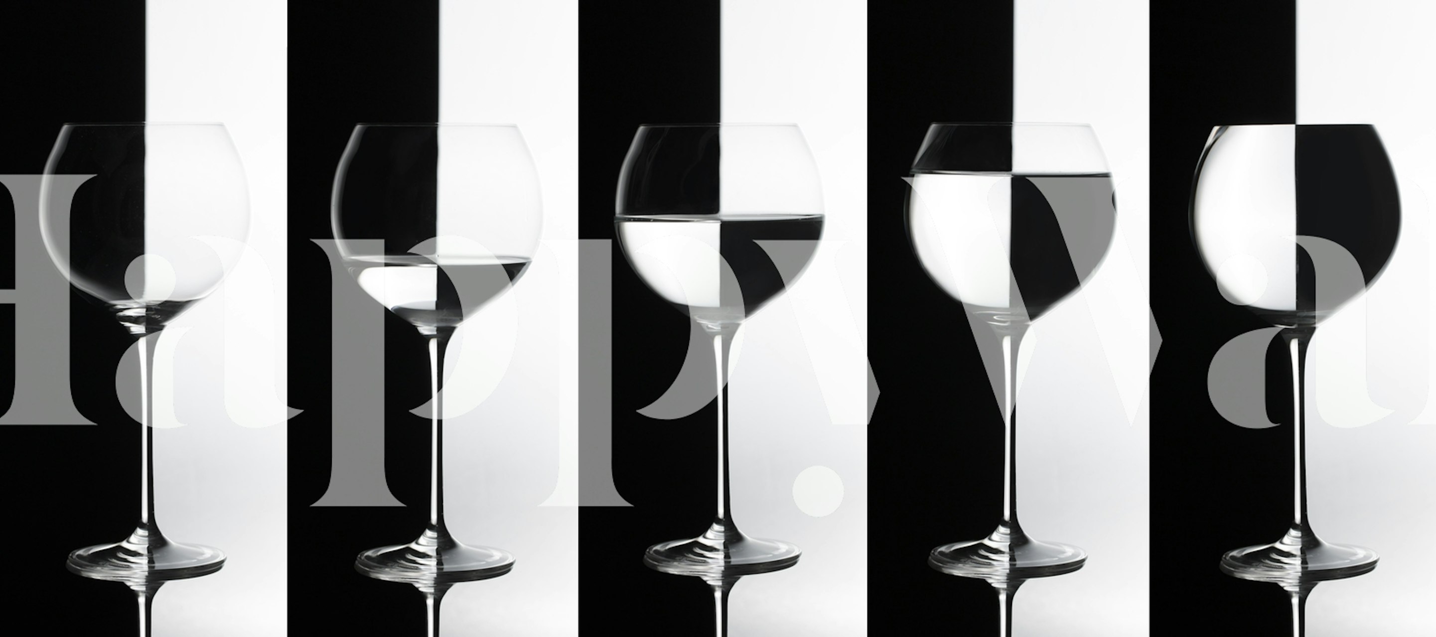 Abstract black and white wallpaper featuring glasses on contrasting backgrounds.