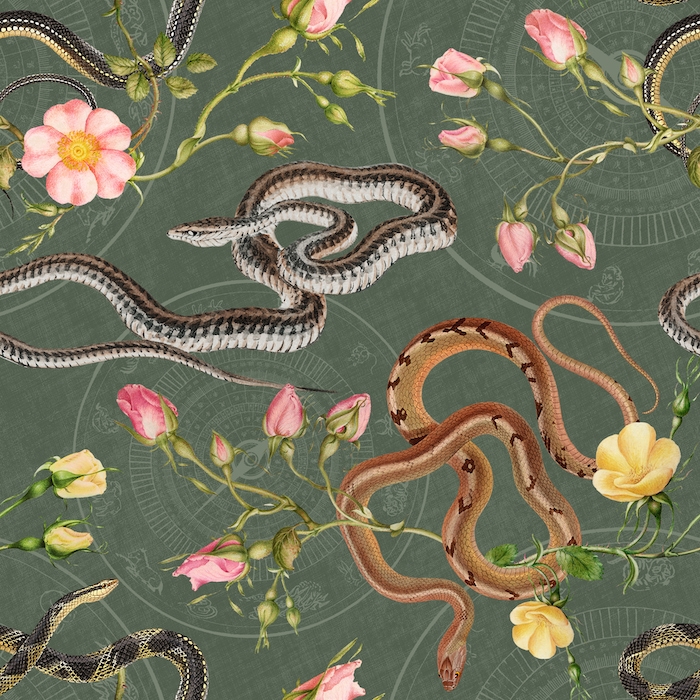 Snakes, Roses & Chinese Calendar Wallpaper
