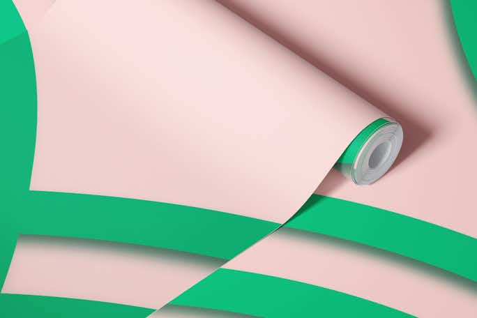 Modern Mid Century Bauhaus Rounds Pink Greenwallpaper roll