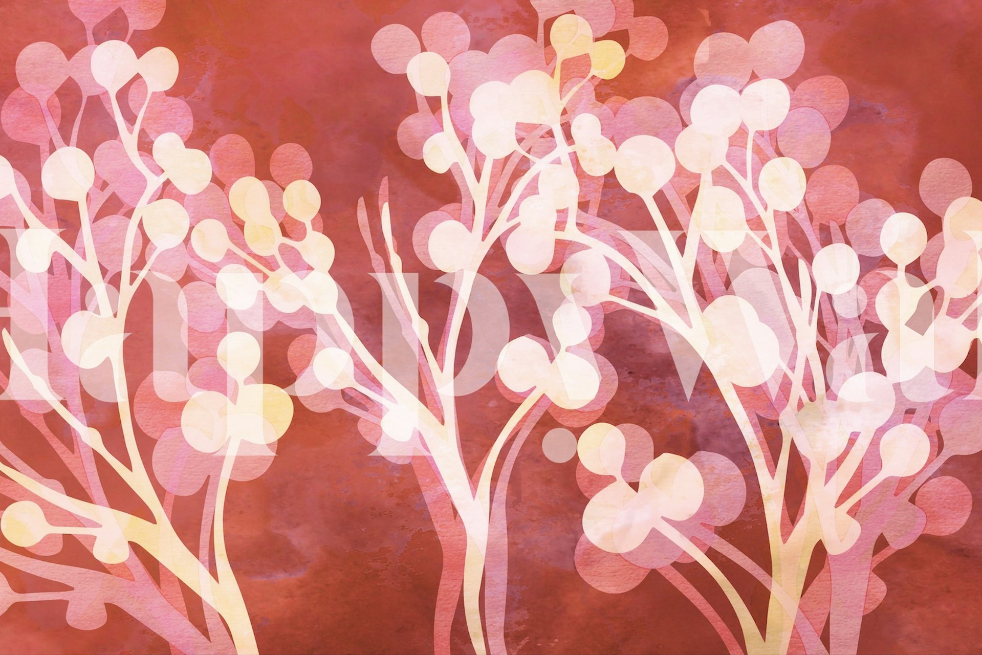 Cherry Tree Branch Blossoms Watercolor tapeta v místnosti