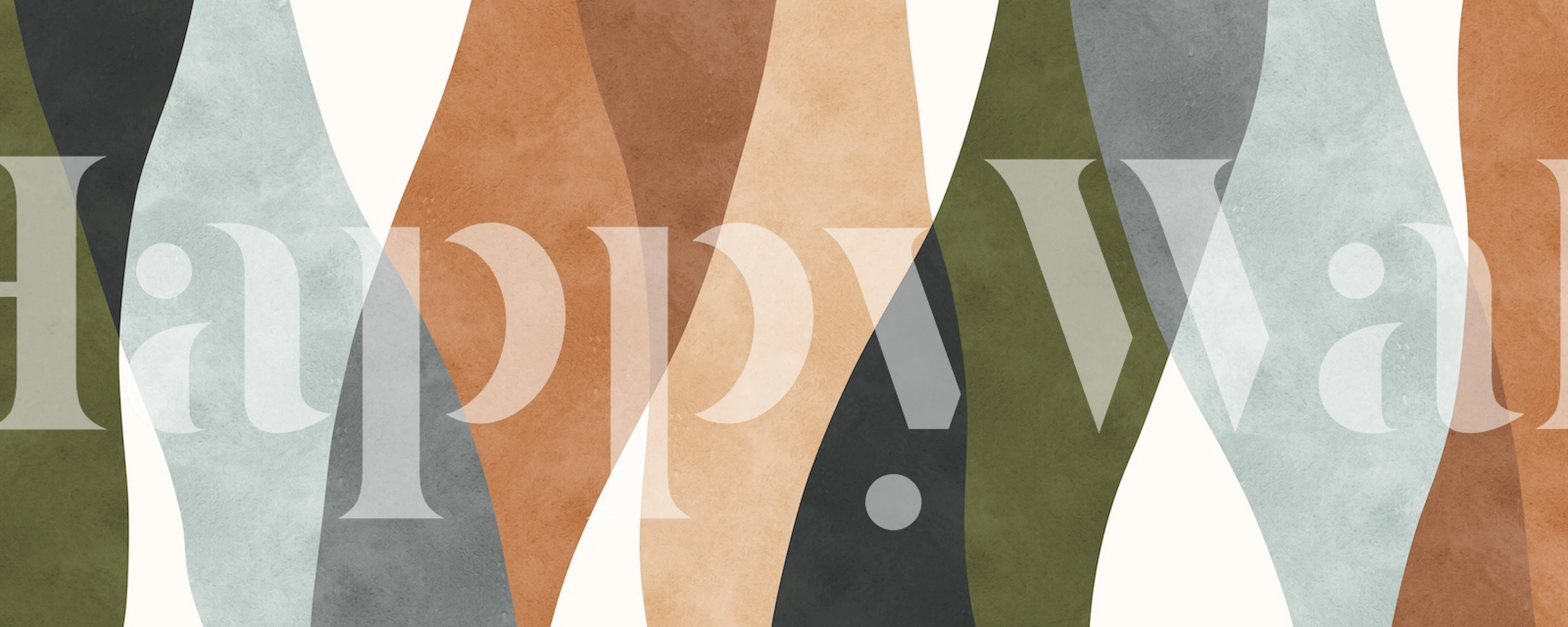 Boho Traits 3 mural de parede abstrato com listras onduladas em tons de terra