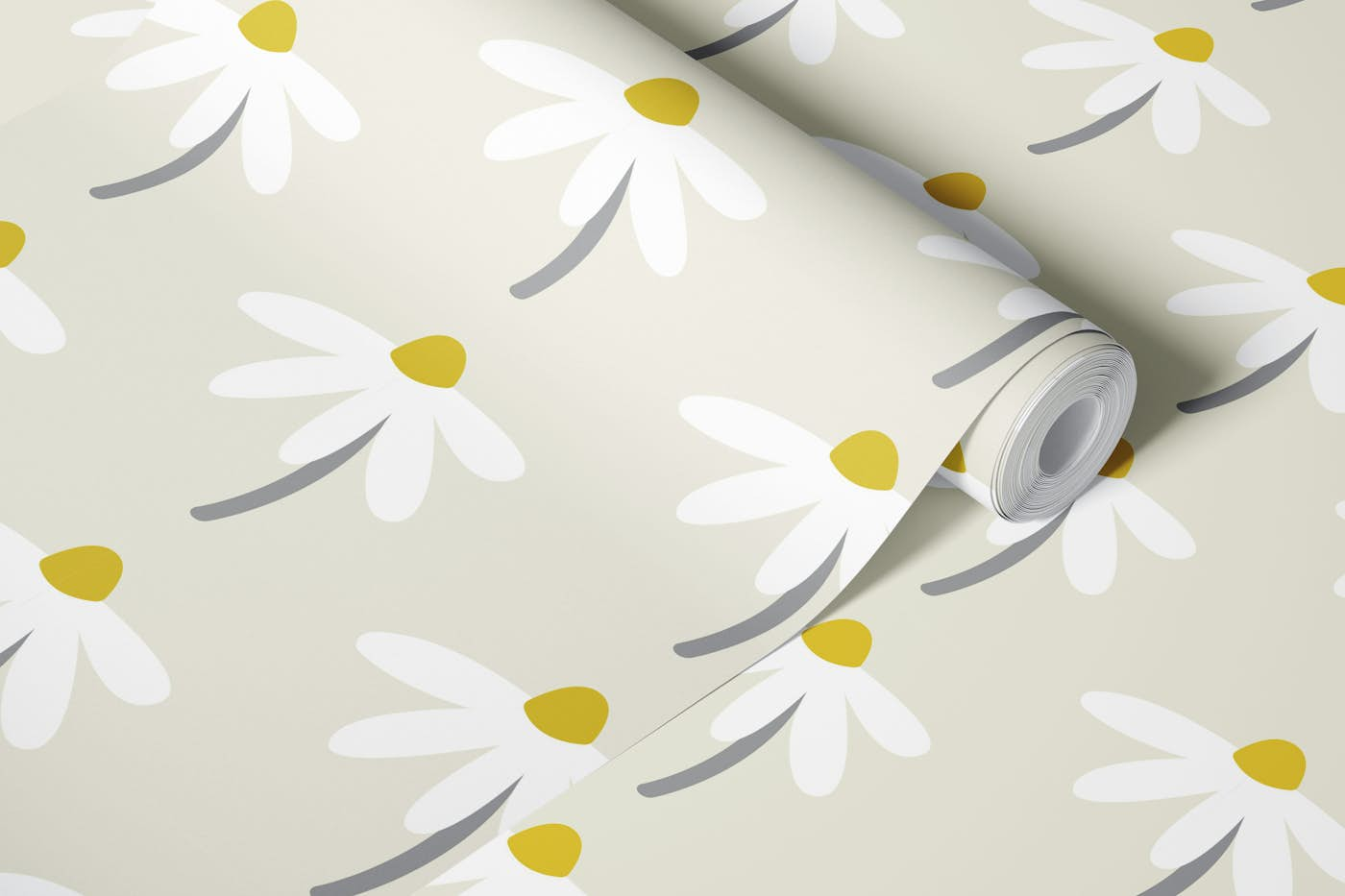 Daisy Wallpaper Sage Green wallpaper roll