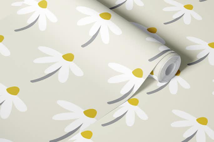 Daisy Wallpaper Sage Greenwallpaper roll
