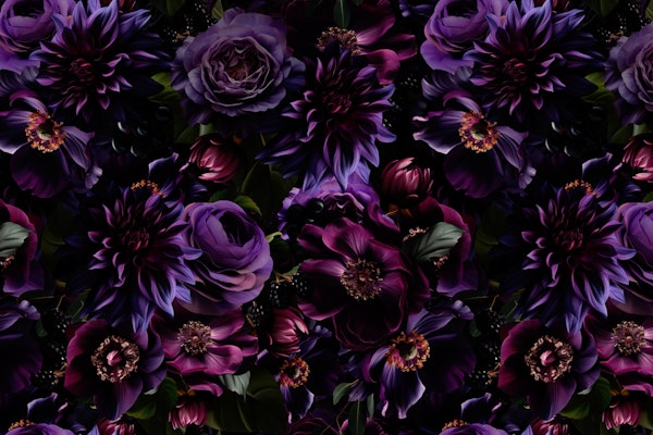 Baroque Maximalist Midnight Flower Garden