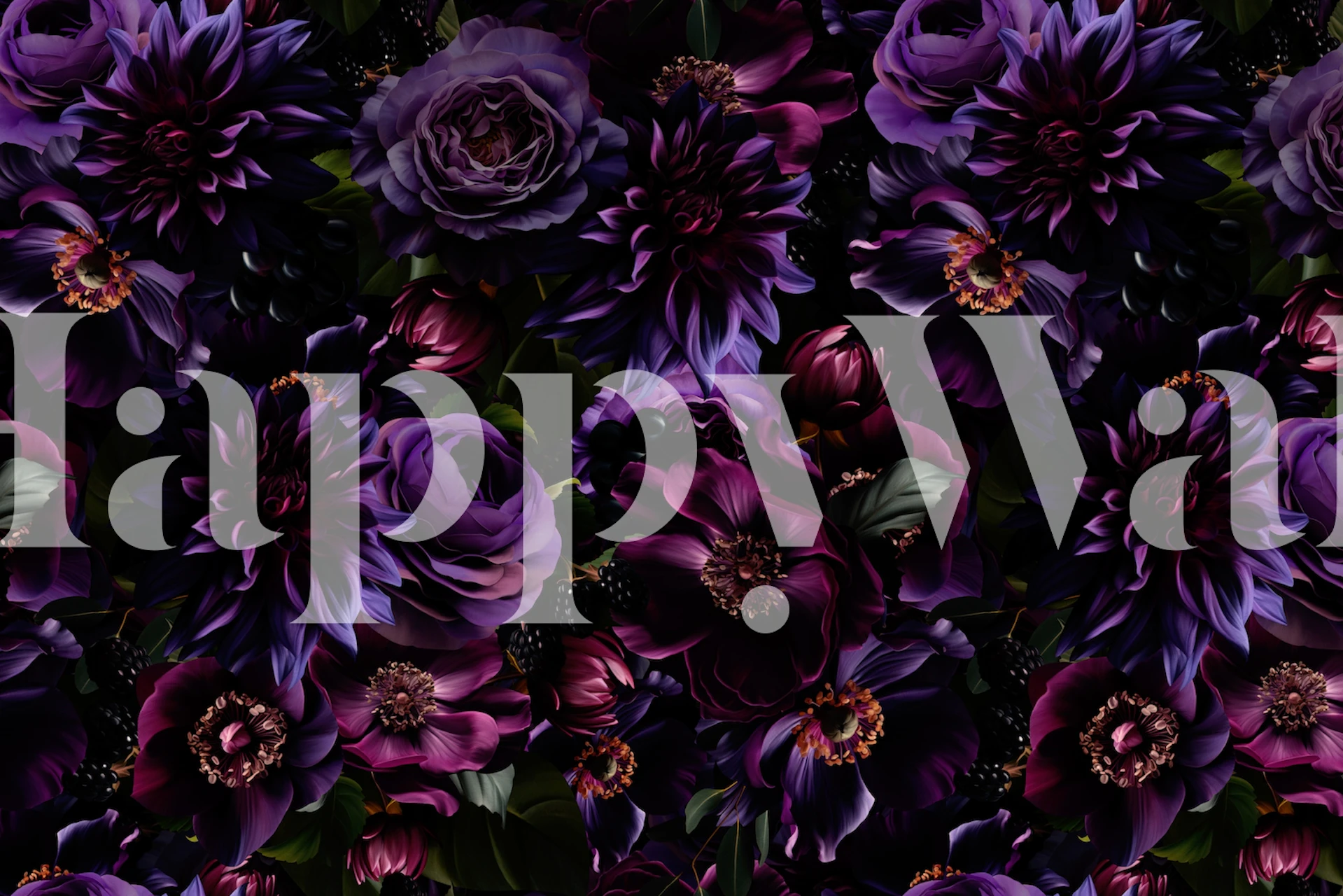 Baroque Maximalist Midnight Flower Garden wallpaper design